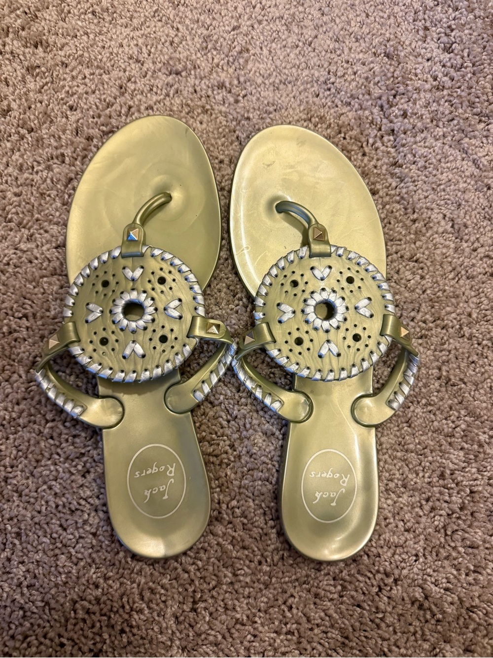 Jack Rogers Gold Metallic Medallion Thong Sandals